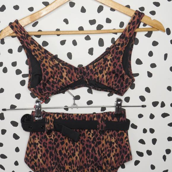 Solid & Striped Annie Leopard Print Belted High Waist Two Piece Swim Set - Picture 5 of 8
